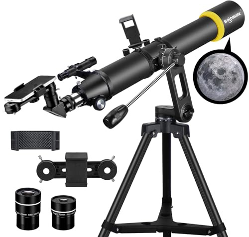 Telescopio per adulti, professionale ad alta potenza, apertura 90 mm, 800 mm, telescopi rifrattore per astronomia principianti con treppiede AZ e adattatore per telefono