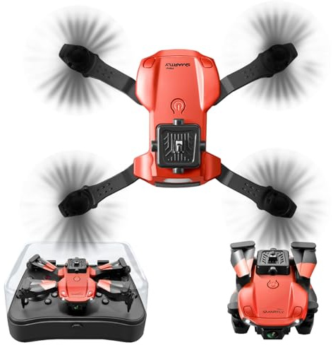 V26 Fold Drone, Avion Télécommandé Avec Caméra 4K HD, Mode Capteur De Gravité, Flips 3D, Contrôle D'application, Vol De Trajectoire, Drones RC Quadcopter-Red Aerial photography||2 PCS Battery