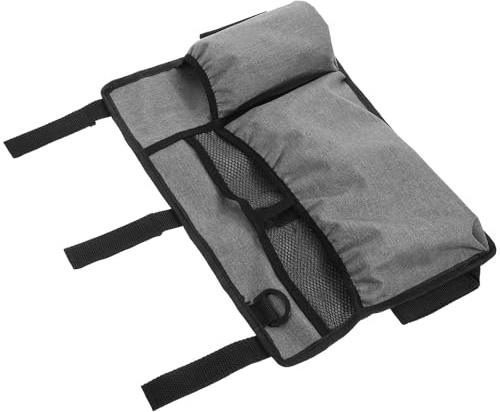 HOMSFOU Paquet de Rangement Latéral Gris pour Déambulateur et Fauteuil Roulant, Sacoche Pratique en Polyester 40x28 Cm Multiples Poches pour Accessoires, Compatible Poussette et Mobilité,