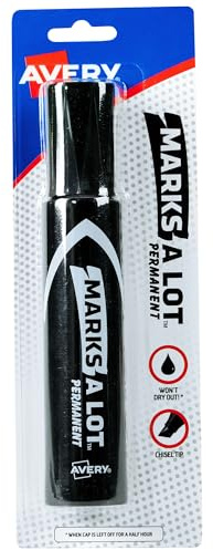 Avery Marks-A-Lot Permanent Marker, Jumbo Desk-Style Size, Chisel Tip, Water and Wear Resistant, Black Marker (24138)
