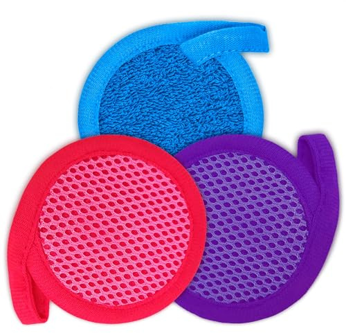 2 in 1 Face Scrub Pads, Washable Face Scrubber - Reusable Makeup Remover Pads 3 Pcs for Eyes, Lips & Neck Microfiber Exfoliating Face Cloth, Washable Makeup Remover Pads, Mothers Day Gift for Women