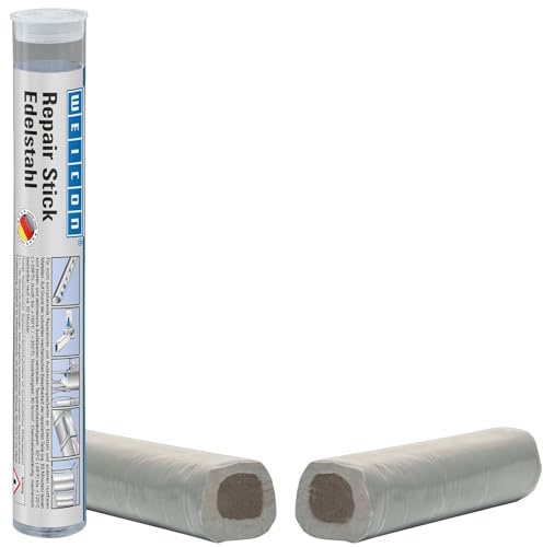 WEICON Repair Stick Edelstahl, dunkelgrau, 115 g | Metallknete, Edelstahl Epoxidharz Knete, 2 Komponenten Reparaturknete, zum Ausbessern und Abdichten