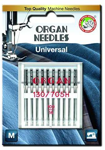 ORGAN 10 Nadeln Stärke 100 H (Flachkolben für alle Haushaltsnähmaschinen geeignet)