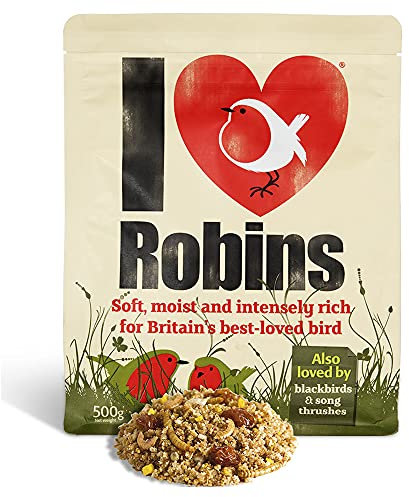No Grow Bird Seed Mix for Wild Birds. Bird Feed - Jacobi Jayne I Love Robins Food - Robin Bird Food 500g. Offer Mess Free Robin Food to Garden Birds like Blue Tits, Blackbirds and Songbirds