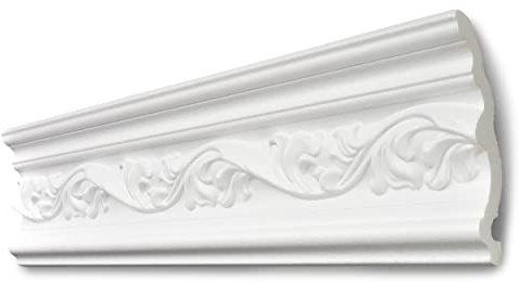 Decosa Stuckleiste G34 Greta - Deckenleiste in Weiß - 16 Leisten à 2 m Länge = 32 m - Zierleiste aus Styropor 75 x 120 mm - Für Decke oder Wand