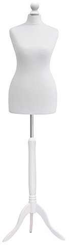 Female Tailors Dummy White Size 12/14 Dressmakers Fashion Students Mannequin Display Bust With A White Wood Tripod Base