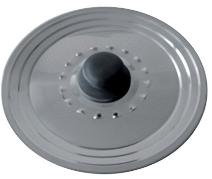 BAUMALU - Couvercle Multi-Degrés avec Trou Vapeur - Acier Inoxydable Haut de Gamme - Bouton Bakélite, Bord en Escalier - Pour Ustensiles de Ø22, 24 et 26 cm, Argente