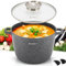 EliteHoff Pentola da cucina antiaderente con coperchio, pentola per zuppa in alluminio, pentola a induzione in marmo grande, pentola a induzione per tutti i tipi di cucine (nero, 6,5 l Ø 24 cm)