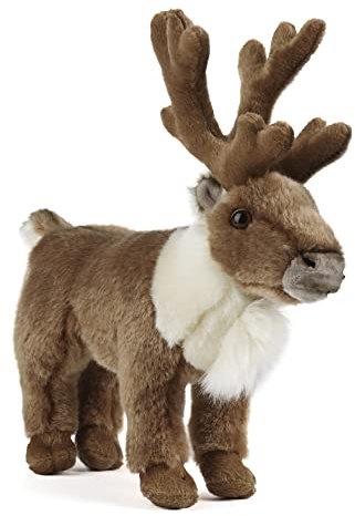Living Nature Reindeer, Realistic Soft Cuddly Standing Reindeer Toy, 26cm, Brown