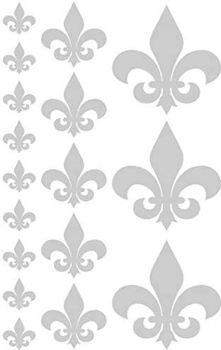 Samunshi® Wandtattoo Fleur de LYS Fleur de Lis Set in 5 Größen und 25 Farben (30x19cm Silber)