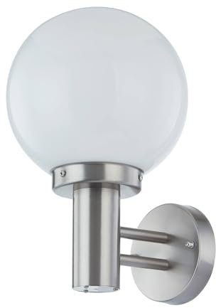Outdoor Wall Light 'Nada' (Modern) in Silver Made of Stainless Steel (1 Light Source, E27) from Lindby | Wall lamp for Exterior/Interior Walls, House, Terrace und Balcony