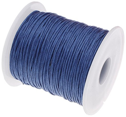 My-Bead Wachsschnur Baumwollschnur 1mm Blau Denim 90 Meter stark & reißfest ideal für Schmuckherstellung Makramee Basteln Armbänder Ketten DIY