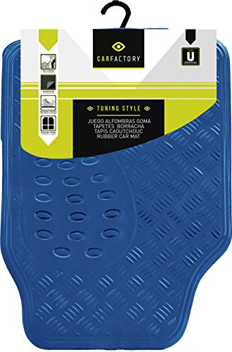Carfactory - Alfombra de Goma Universal diseñoTuning, modelo TUNING STYLE, color Azul. 4 unidades.