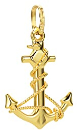 Anker und Seil mit Bügel verschlungenen Anhänger 14 Karat 585 Gelbgold