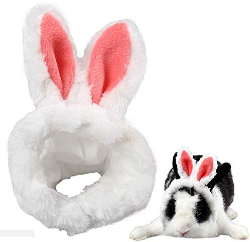 ANIAC Easter Guinea Pig Outfit Warm Kitten Hat with Bunny Ears Plush Small Animal Head Accessories Easter Costume for Kitty Hamster Rats Sugar Glider Hedgehog and Small Pet(Pink)