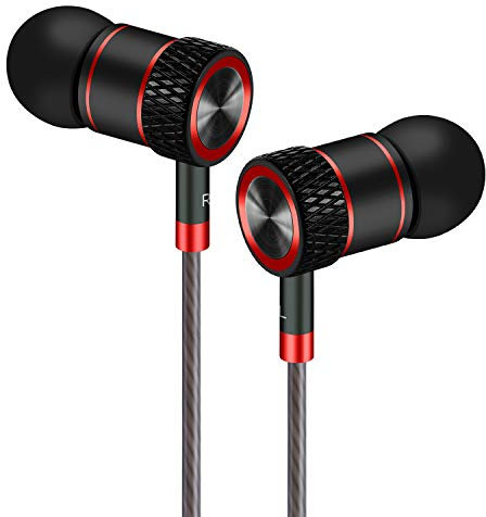 GAMURRY Kopfhörer High Definition Ohrhörer Ohrhörer Geräuschisolierung Bass Design für Android Iso Windows Telefon Tablet MP3 PC und Anderen MP3-Player, 120 * 1 * 1CM Schwarz und rot