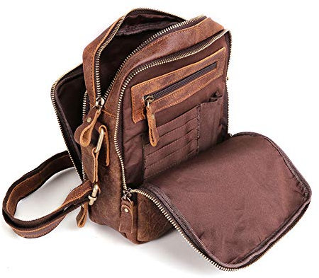 BAIGIO Schultertasche Umhängetasche Herren Leder Vintage Herrentasche Messenger Bag mit Schultergurt für Arbeit Reise Alltagsleben (Braun)