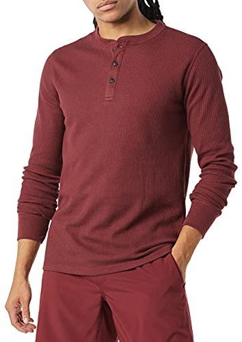 Amazon Essentials herr Regular-Fit långärmad våffla Henley-skjorta