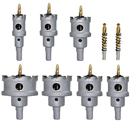 hzexun Lochsäge Set, 9PCS Carbide Spitze TCT Lochsägen Bohrer Lochsäge Set Edelstahl Metall Legierung, Kreisschneider Set 16-60mm Für Löchern In Edelstahl Und Metall