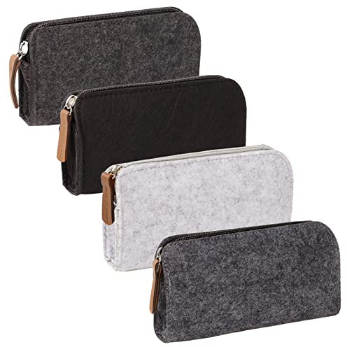 4 Stück Filz Mäppchen Kosmetiktasche Filz Multifunktions Briefpapier Beutel Filz Federmäppchen für Stifte Bleistifte Leuchtmarker Gel-Stift Markierungen und andere Schulbedarf