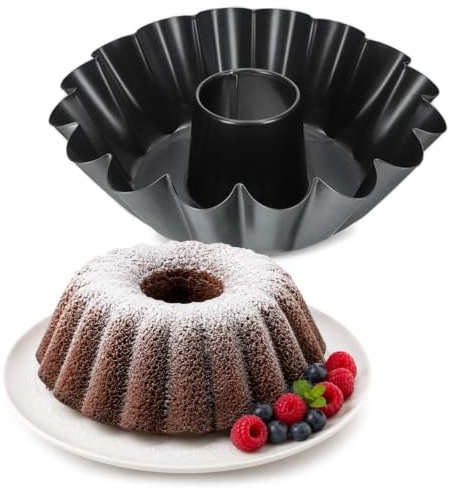 KADAX Molde para tartas de hojalata antiadherente, molde para hornear con forma de corona (25 cm), color negro