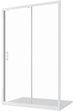 Box Doccia Nicchia 120cm mod. Maiorca 2 Ante Apertura Scorrevole Vetro Temperato 4mm Trasparente Profili in Alluminio Bianco Maniglia in Abs Bianca