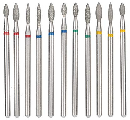 Juego Profesional de 11 Brocas para Uñas, Fresas de Diamante para Cutículas y Esmaltado, Accesorios Complejos para Manicura/Pedicura con Taladro Eléctrico, Ideal para Uñas Acrílicas y de Gel