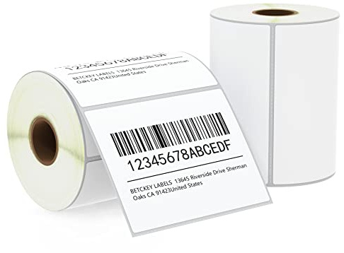 BETCKEY - 102mm x 76mm(4 in x 3 in) Perforadas Etiquetas Térmicas para Envío y Uso Múltiple Compatible con impresoras Zebra y otras [2 Rollen/1000 Etiquetas]
