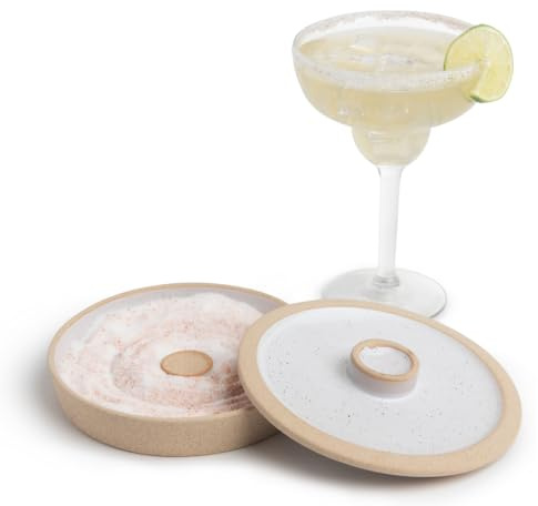 Ceramic Margarita Salt Rimmer with Lid - Margarita Glass Rimmer - Home Bar Accessories for Tajin and Sugar - Cocktail Rimmers for Drinks - Bartender Kit Tools - Professional Bar Decor