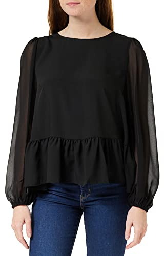 French Connection Haut péplum léger en crêpe Georgett Blouse, Noir, S Femme