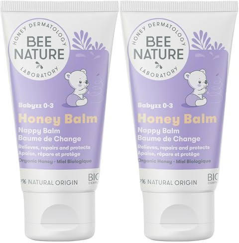 Bee Nature - Organic Baby Nappy Cream - Diaper Rash Cream - Relieves Nappy Rash, Irritation & Redness - 99% Natural - Soothes and Regenerates - Honey Diaper Balm - 2 Pieces(2 * 50ml)