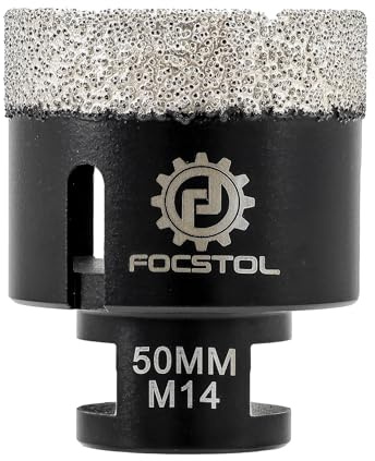 FOCSTOL Diamant Fliesenbohrer 50mm Vakuumgelötete Diamant Lochsäge für Porzellan Keramik Fliese Marmor Granit Stein Quarz M14 Gewinde