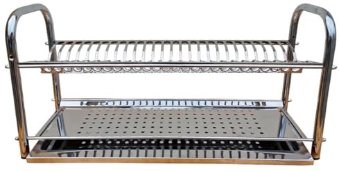 ESPOMASISHOP SCOLAPIATTI DA BASE, PARETE O APPOGGIO – Acciaio Inox AISI 430 Misure 40 50 60 70 80 cm – Con o Senza Vaschetta Raccogligocce – Montaggio Facile –Made in Italy (70 cm con Raccogligocce)