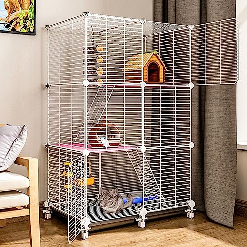 Grande Gabbia per Cincillà, Conigli e Porcellini D'India - Habitat per Animali Domestici Al Coperto con Rampa e Piattaforma Rimovibili - Adatto per Ratti Adulti e Furetti