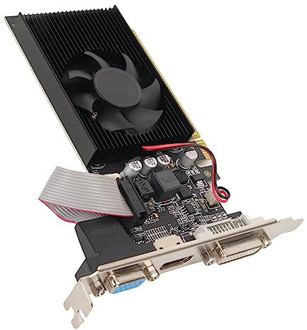 Annadue Scheda Grafica GT 610, Scheda Video PCI Express 1.1 X 16 DDR3 da 2 GB a 64 Bit con Porta HDMI DVI VGA, Scheda Grafica con Ventola di Raffreddamento per Computer Desktop