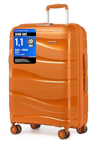 Kono Valise Grande 75cm 105L Polypropylène Rigide Serrure TSA,Orange