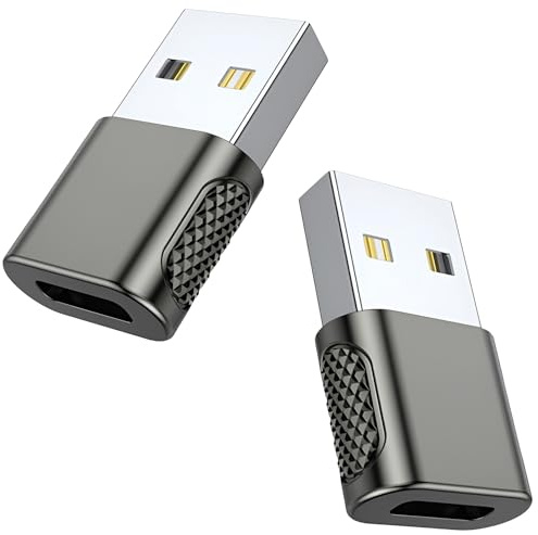 MMOBIEL Adaptador USB a USB-C - USB-A Macho a Tipo-C Hembra -2 Pack - Conversor Cable de Carga USB-C a USB-A Compatible con iPhone 17 16 15 14 Pro MAX, iPad Air, AirPods, Samsung Galaxy S26 S25 S24