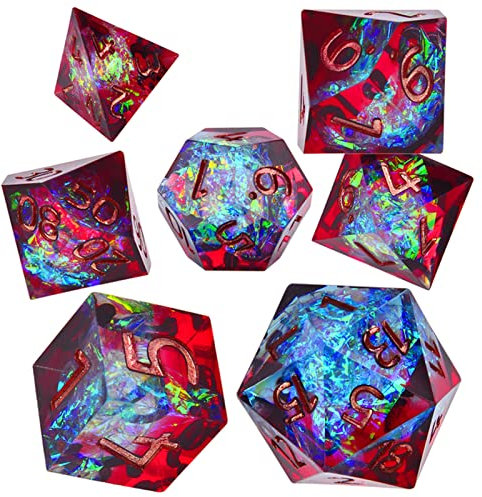 Würfel Harz-Polyhedral-schillerndes Dazzle-Würfel-Set for Tischspiele Rollenspiel Gezinkte Würfel (Size : Red Blue)