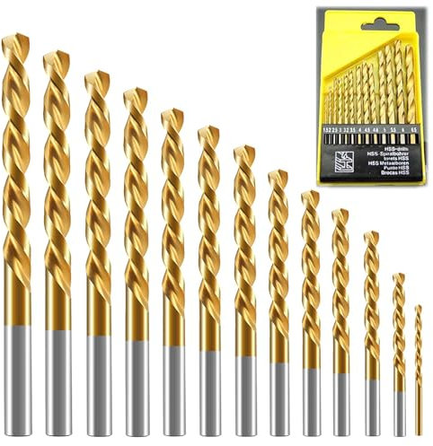 13pcs Drill Bit Sets, Metal Drill Bits, Drill Bits, Drill Bits For Metal, Metal Drill Bits for Hard Steel, Metal & Plastic, Drill Bit Set, Straight Shank 1mm-6.5mm for Drilling Wood
