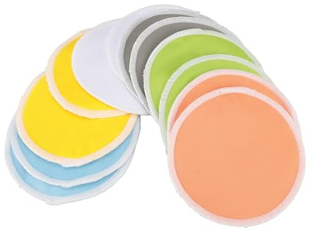 12 Stück bunte wiederverwendbare Stilleinlagen für Schwangerschaft Stillzeit auslaufsicher weich aus Bambus Baumwolle waschbar mit Wäschesack ideal für schmerzende Brustwar
