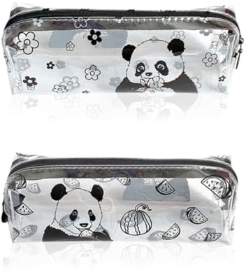 VONJUMA 2 Stück Panda Durchscheinend Federmäppchen Groß Kapazität Mäppchen Small Fresh Stiftetasche Für Reise Kosmetiktasche Portable Bürobedarf For Students And Adults Pencil Case