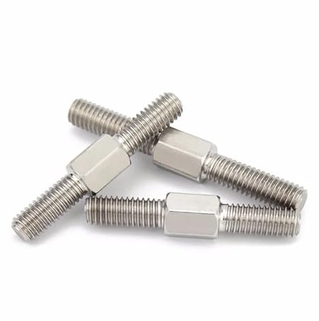 304 Edelstahl Außensechskantschraube mit Umrüstung auf Links- und Rechtsgewinde, doppelseitige Gewindestange, Stehbolzen M3 M4 M5 M6 M8 M10-M16(M6x60mm 1 Pcs)