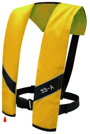 Automatic Inflatable Life Jacket|Life Vest for Adults|PFD Low Profile|Supports up to 330 lbs (Yellow-725)