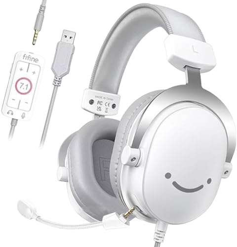 FIFINE Gaming Headset mit Mikrofon, Over Ear Kopfhörer mit Kabel, USB Headset für PC PS4 PS5 Xbox Switch, RGB Headphone mit 7.1 Surround Sound und Ohrpolster