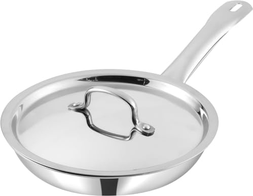 Nobel Triply Stainless Steel Cookware Frypan with Stainless Steel Lid, 2.5 mm Thick,Induction & Gas Stove Compatible Omelette Pan, Egg Pan,Multi Use Frying pan (28cm. Dia S.S. LID)
