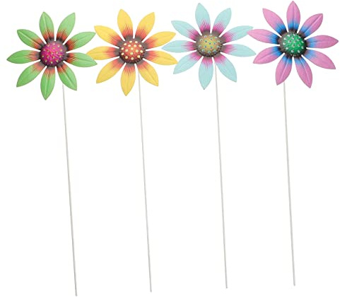 Vaguelly 4pezzi Cartello in Metallo Per Fiori Da Giardino Paletto Per Fiori Da Giardino Decorazione Per Esterni Resistente Forma Fiore Per Cortili e Vialetti