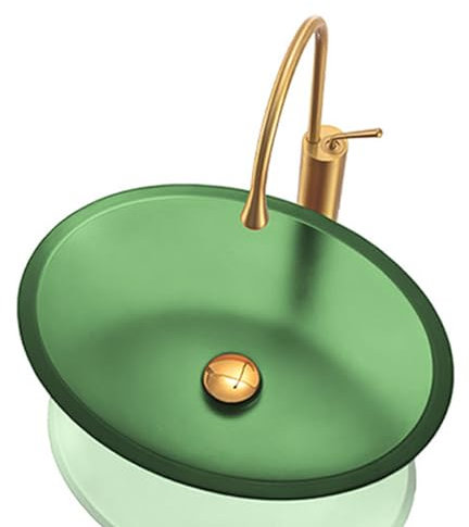 PLMNBQWE Aufsatzwaschbecken für das Badezimmer, 50,8 cm, künstlerisches Glaswaschbecken mit goldenem Wasserhahn, ovales Aufsatzwaschbecken mit Pop-Up-Ablaufgarnitur, Rosenrot