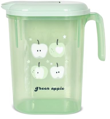 Wasserkrug Kunststoff, Wasserkaraffe mit Deckel 1,8 L, Grün Getränke Karaffe Eistee Krug Kühlschrank, Plastik Karaffe für Eistee Milch Limonade Saft Wasser Cocktails