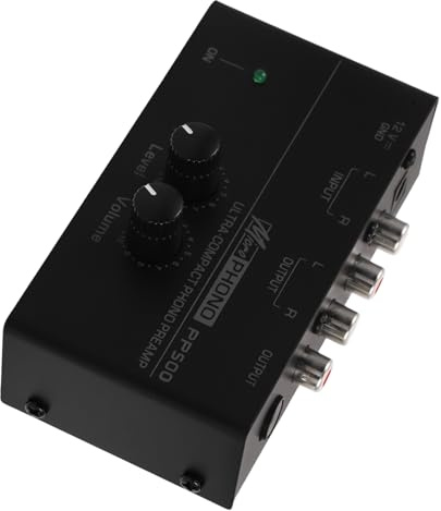 Mikinona Preamplificador de Fonógrafo Estéreo de Metal Accesorios para Discos de Vinilo Preamplificador de Tocadiscos para Audio Electrónico Uso Salas de Música