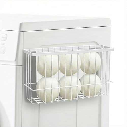 HISSATE Magnetic Dryer Ball Holder Basket for Laundry Room,Magnet Lint Bin Dryer Ball Laundry Organizer, Iron Wool Dryer Ball Fridge Container Basket for Laundry Room Organization Home Storage